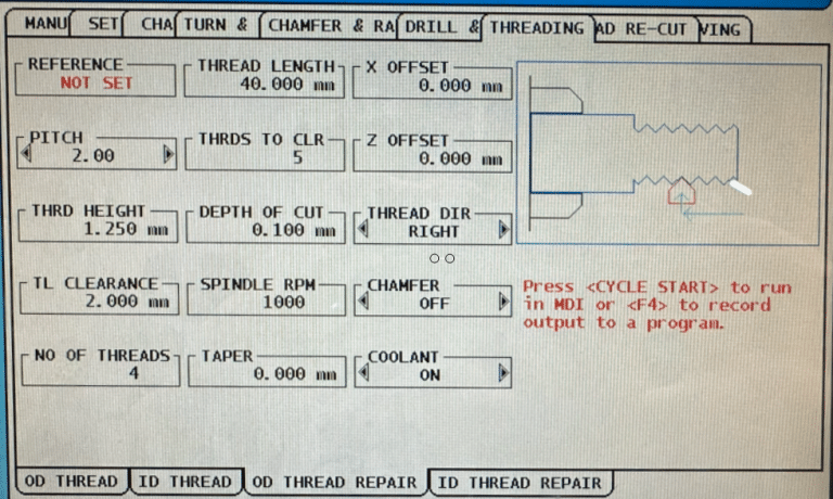 Haas TL2 Thread Repair - CNC Training Centre